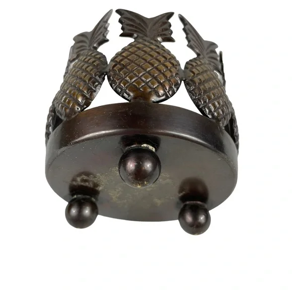 Metal Pineapple Candle Holder Tropical Fruit Beach Hawaii California Heavy Artsy - Picture 5 of 9